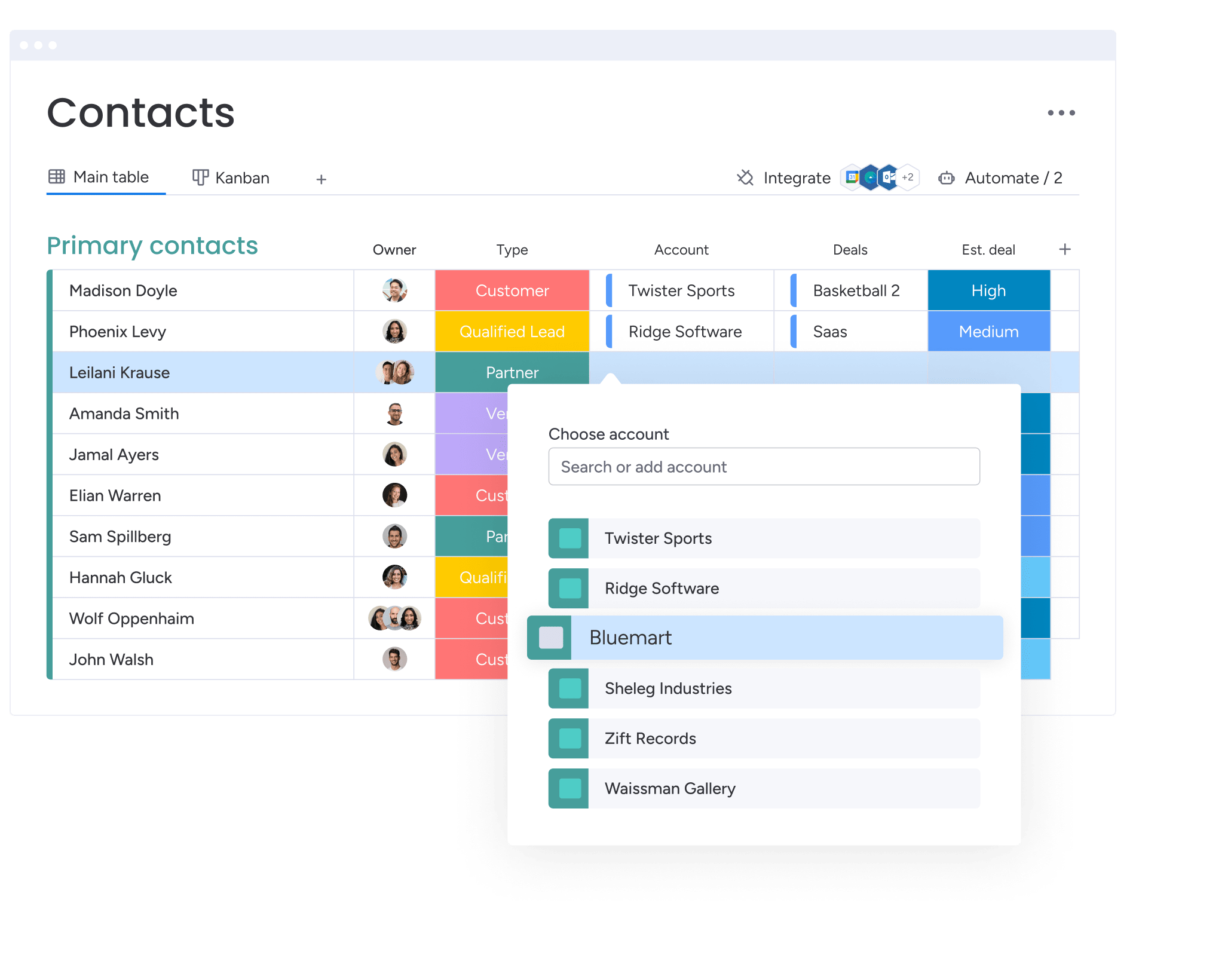 Account & contact management